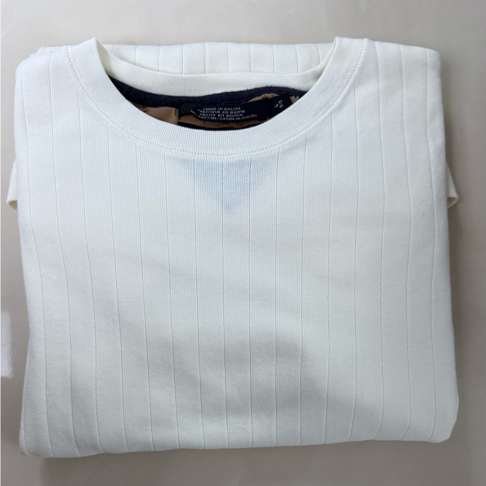 Tommy Hilfiger White Crewneck Sweater Textured Knit